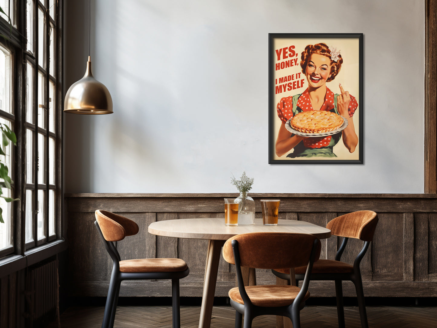 Retro Kitchen Art Housewife Poster Made it Myself Poster Print For Kitchen 50s 60s Kitchen Wall Art Hostess Gift for Chief Retro Housewife