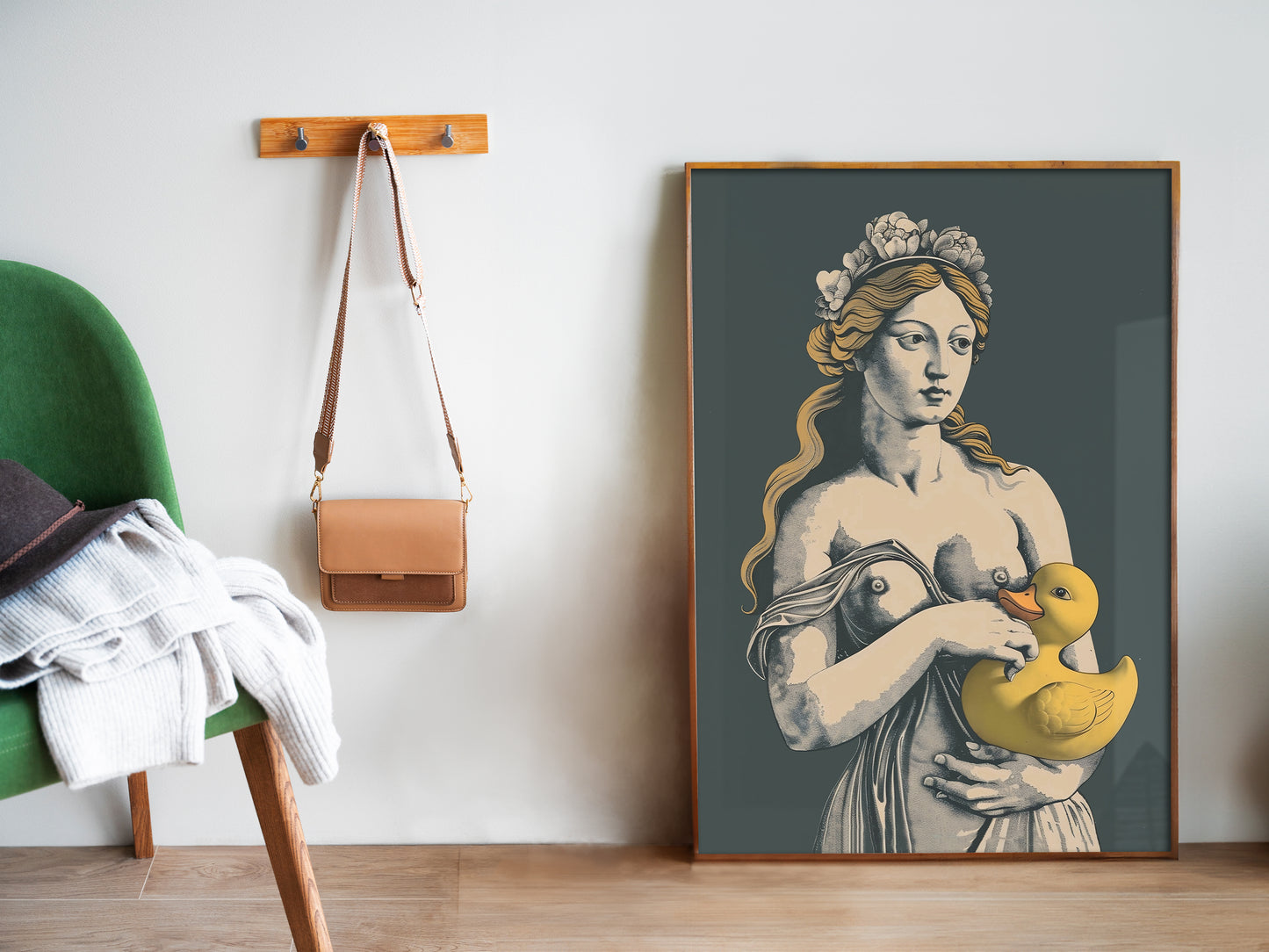 Venus Poster Yellow Rubber Duck Print Funny Poster for Bathroom Wall Art Funny Toilet Vintage Wall Art Retro Bathroom Eclectic Mythical Art Classic Bathroom Decor Above Toilet Art
