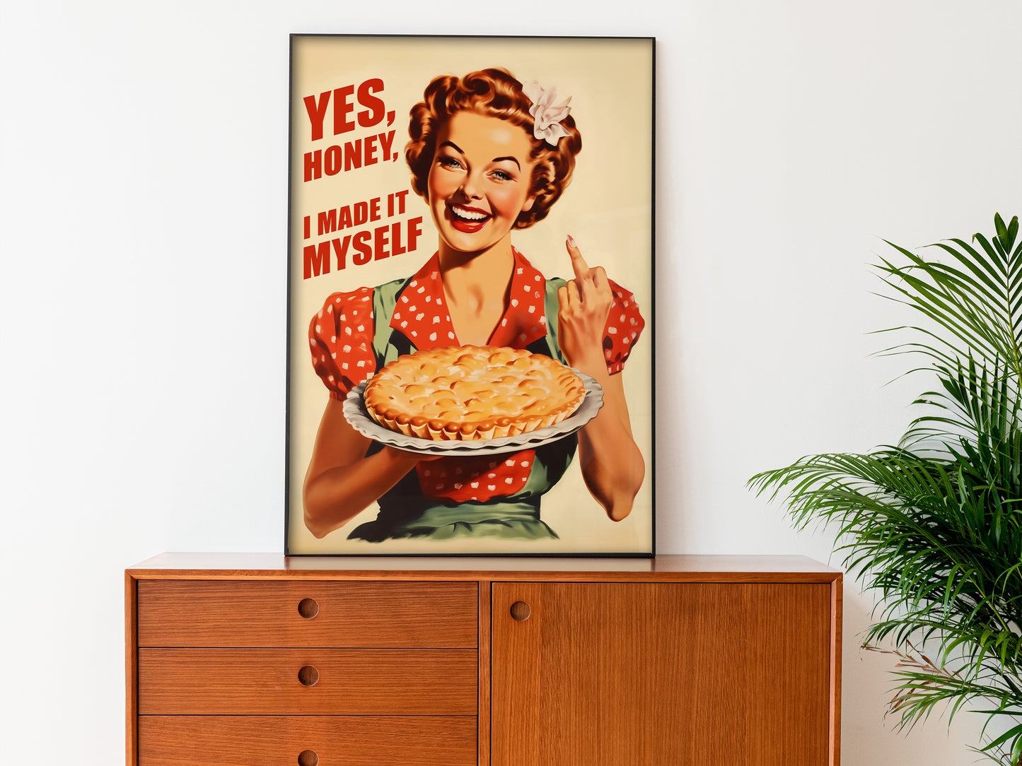 Retro Kitchen Art Housewife Poster Made it Myself Poster Print For Kitchen 50s 60s Kitchen Wall Art Hostess Gift for Chief Retro Housewife