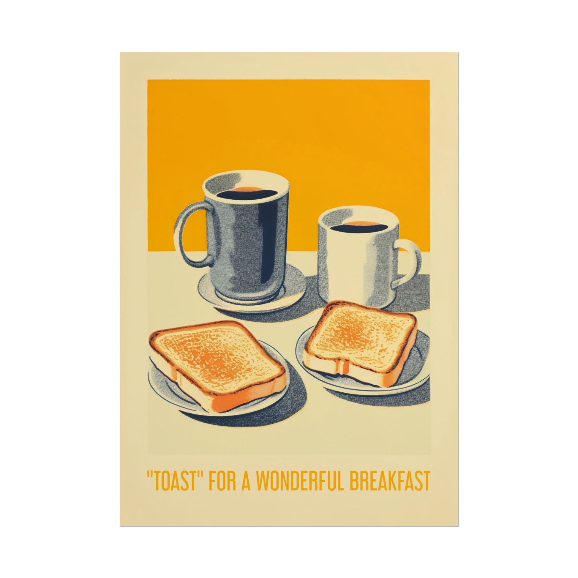 Toast for a wonderful breakfast Poster Vintage Breakfast Art Retro Food Poster Kitchen Nook Decor Kitchen Wall Art Toast Art Print Coffee Poster Minimalistic Dining Room Poster Good Morning Print