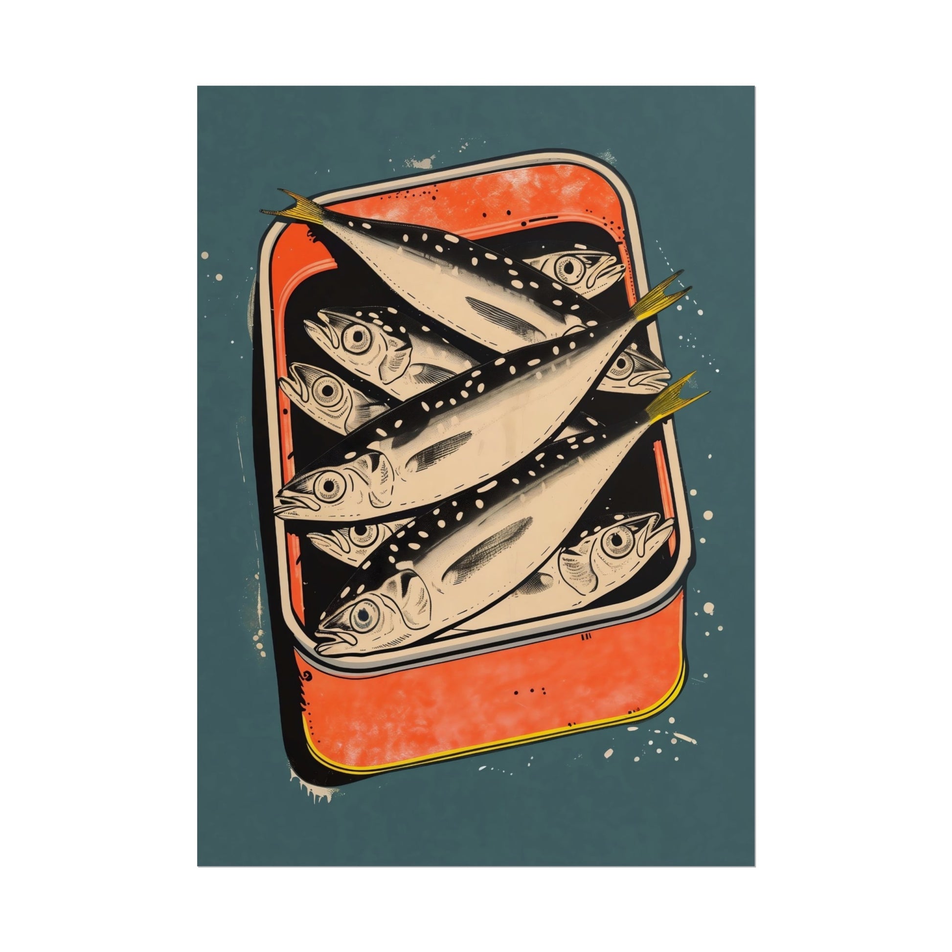 Retro Sardines Wall Art Funny Poster Seafood Art Print Fish Art Print Vintage Kitchen Art Print Sardines Tin Print Sardine Poster