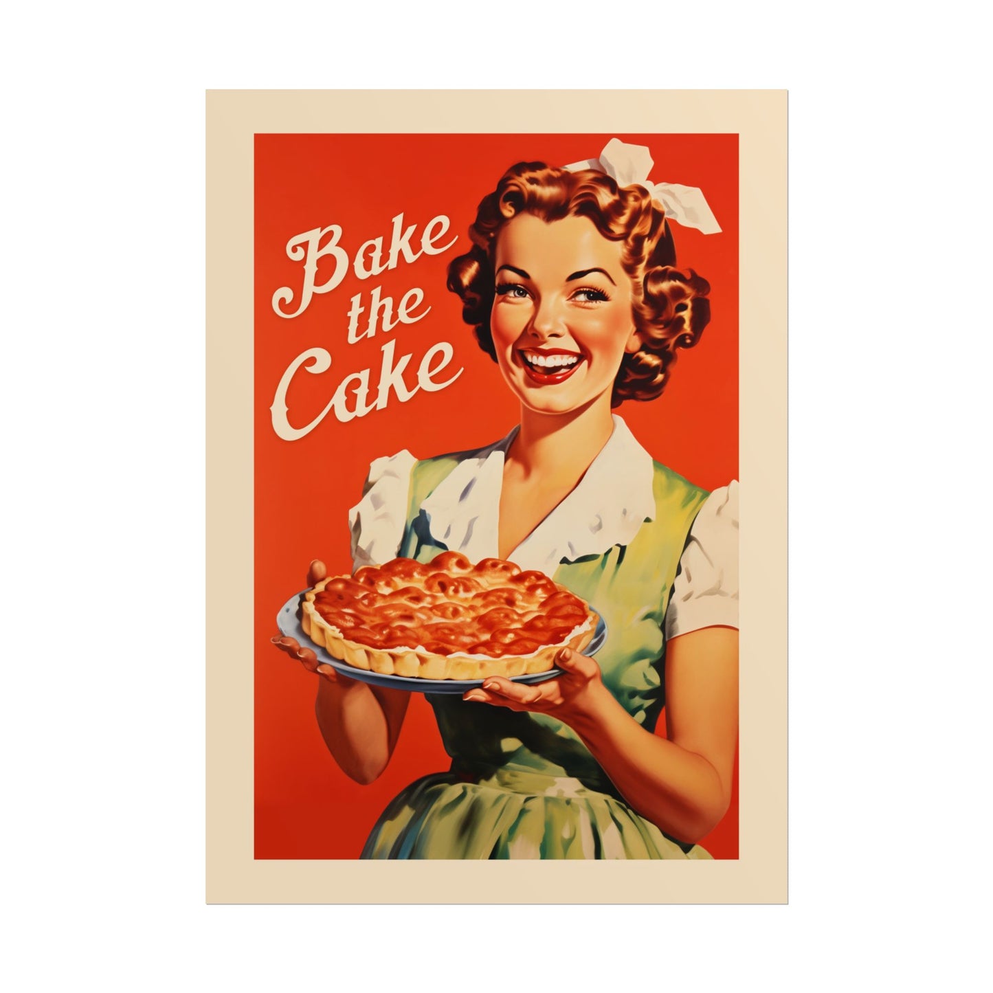 Bake the Cake Print Funny Kitchen Wall Art Retro Housewife Art Cooking Print Real Housewife Gift for Friend Baker Baking Art Vintage Kitchen Nook Decor Retro Kitchen Poster