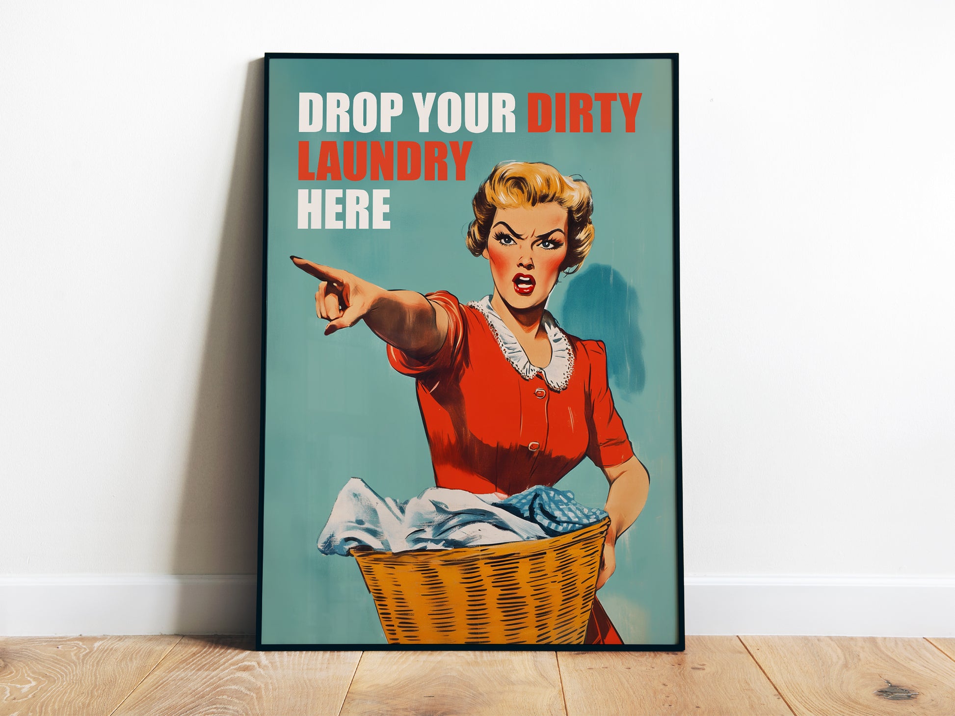 Drop Your Laundry Here Poster Laundry Wall Art Utility Room Art Funny Retro Art Prints Washroom Decor Laundry Day Poster Retro Housewife Art House rules Poster