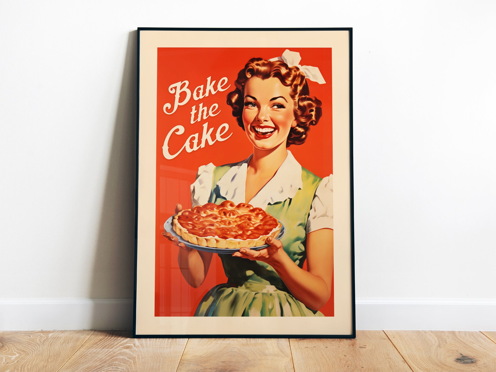 Bake the Cake Print Funny Kitchen Wall Art Retro Housewife Art Cooking Print Real Housewife Gift for Friend Baker Baking Art Vintage Kitchen Nook Decor Retro Kitchen Poster