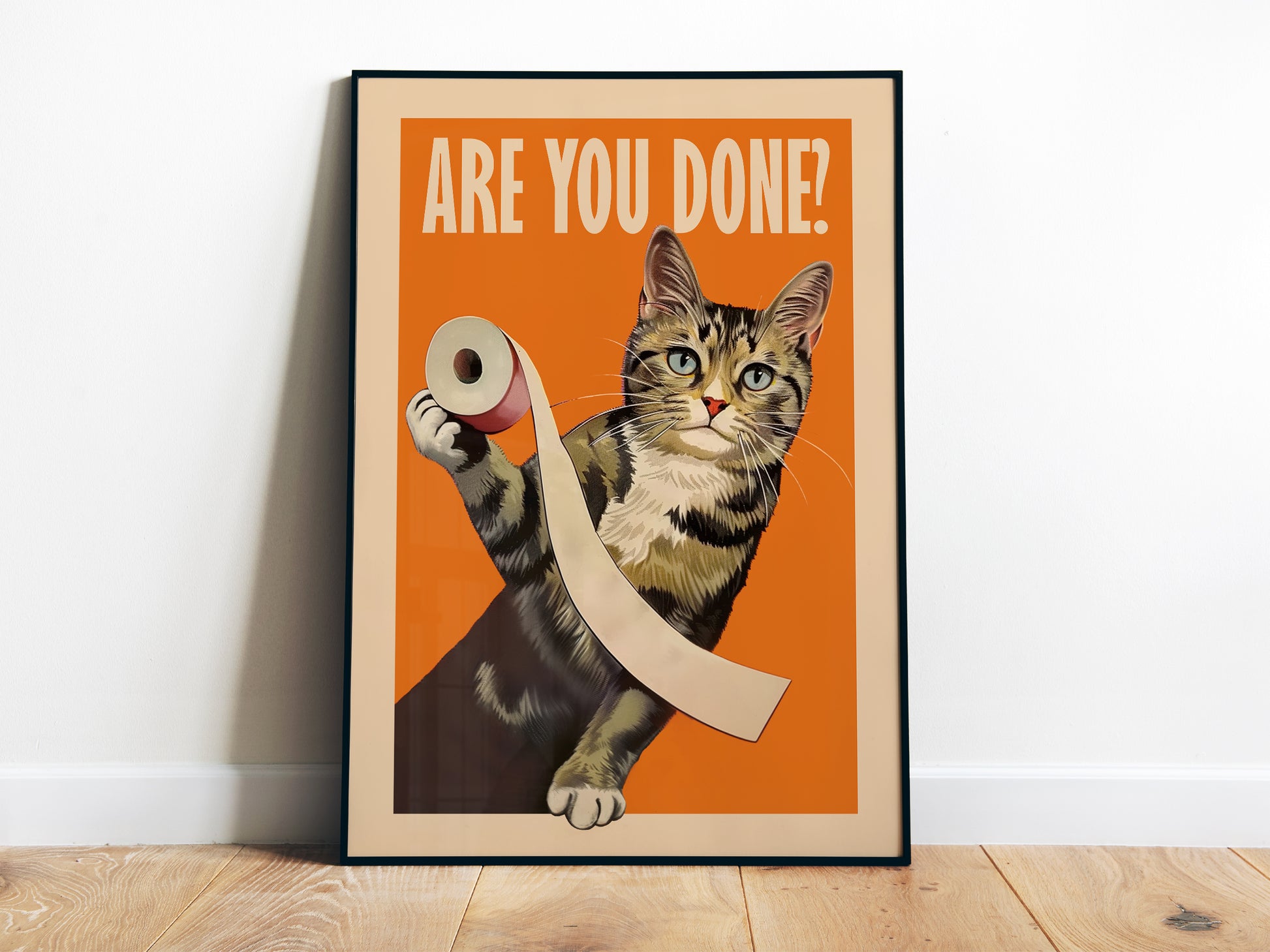 Are You Done Poster Bathroom Wall Art Funny Print Tabby Cat Toilet Art Pooping Print Kid's Bathroom Decor Restroom Wall Art Take a seat sweet cheeks