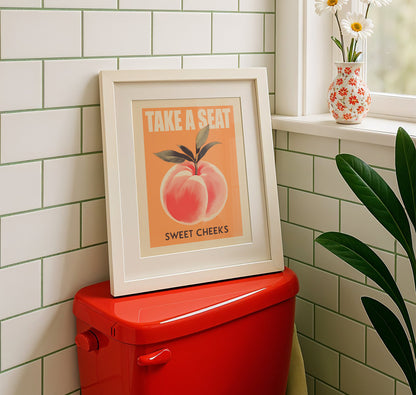 Take a Seat Sweet Cheeks Poster Funny Toilet Poster Trendy Bathroom  Art 