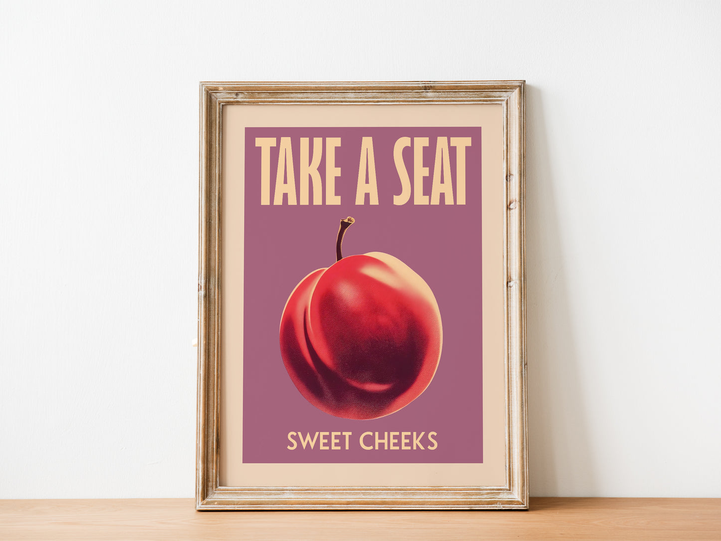 Take a Seat Sweet Cheeks Poster Funny Toilet Poster Purple Retro Bathroom Wall Art Plum Art Print Funny Above Toilet Poster Nice Bum Art Vintage Guest Bathroom Wall Decor