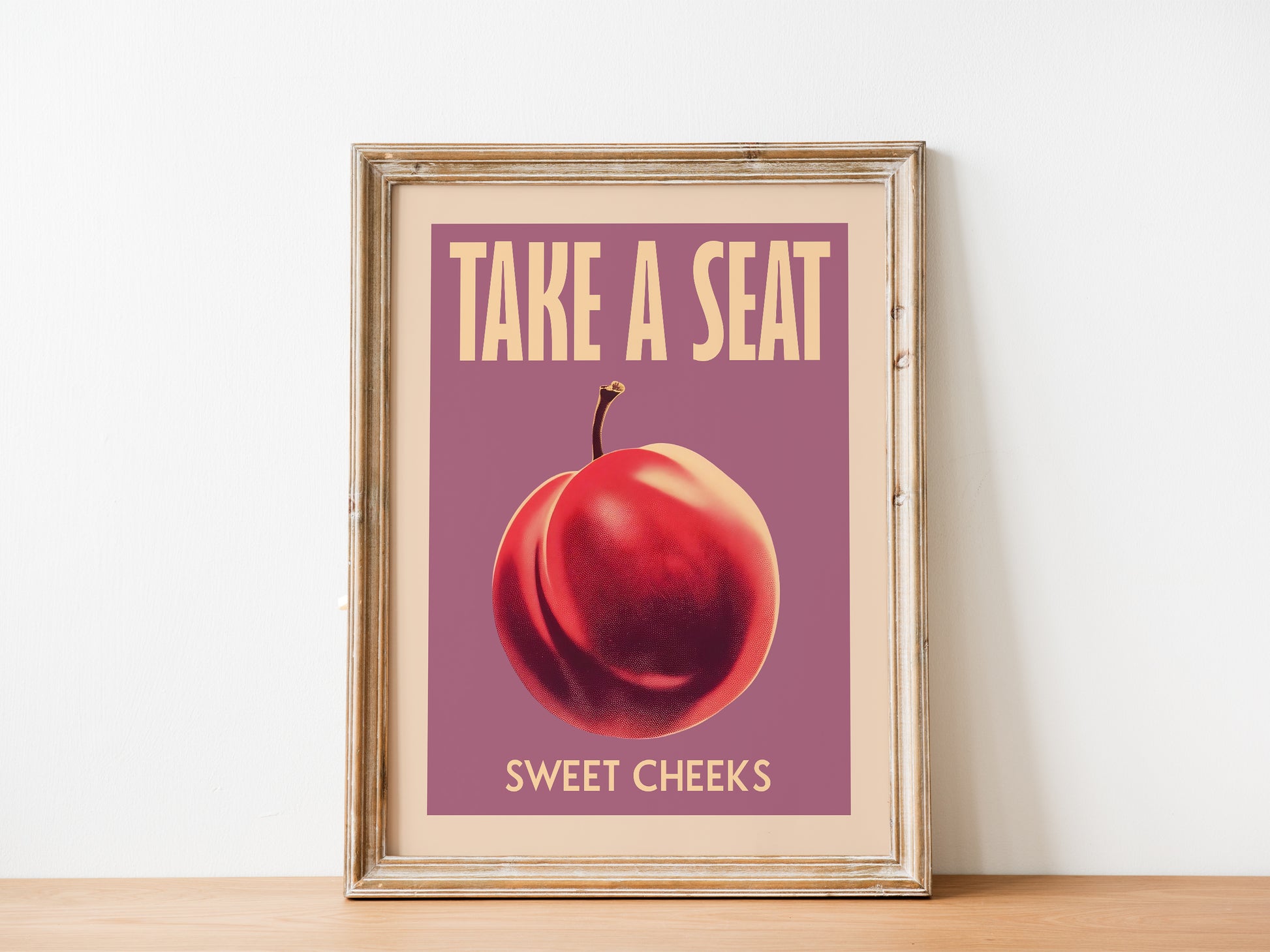 Take a Seat Sweet Cheeks Poster Funny Toilet Poster Purple Retro Bathroom Wall Art Plum Art Print Funny Above Toilet Poster Nice Bum Art Vintage Guest Bathroom Wall Decor