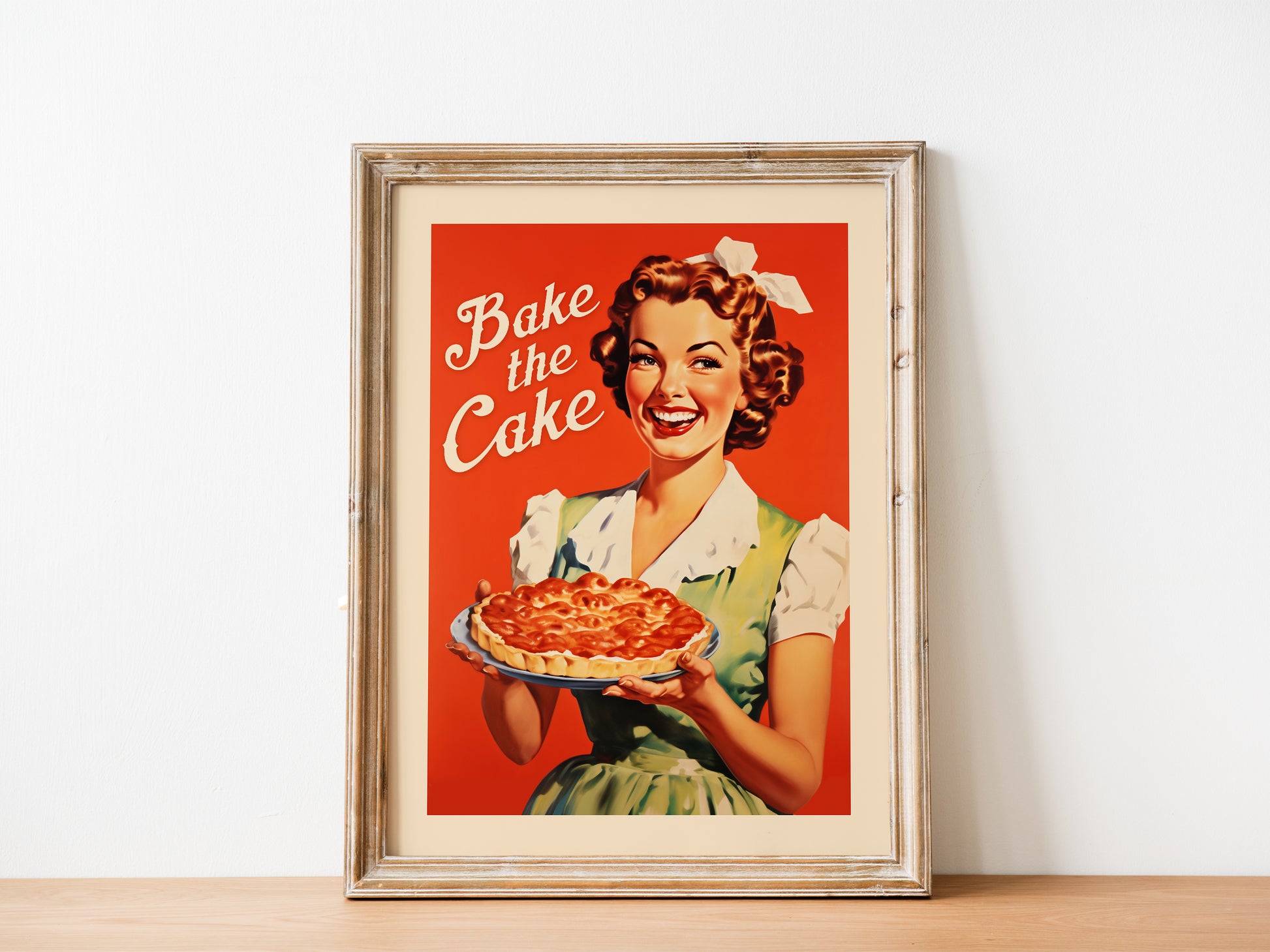 Bake the Cake Print Funny Kitchen Wall Art Retro Housewife Art Cooking Print Real Housewife Gift for Friend Baker Baking Art Vintage Kitchen Nook Decor Retro Kitchen Poster