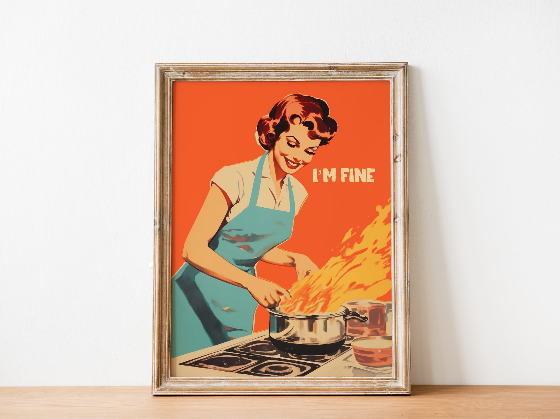 Retro Kitchen Poster Funny 50s 60s Poster Retro Cooking Print Kitchen Wall Art Happy Housewife Poster I'm Fine Print Retro Kitchen Art Chef Art print 
