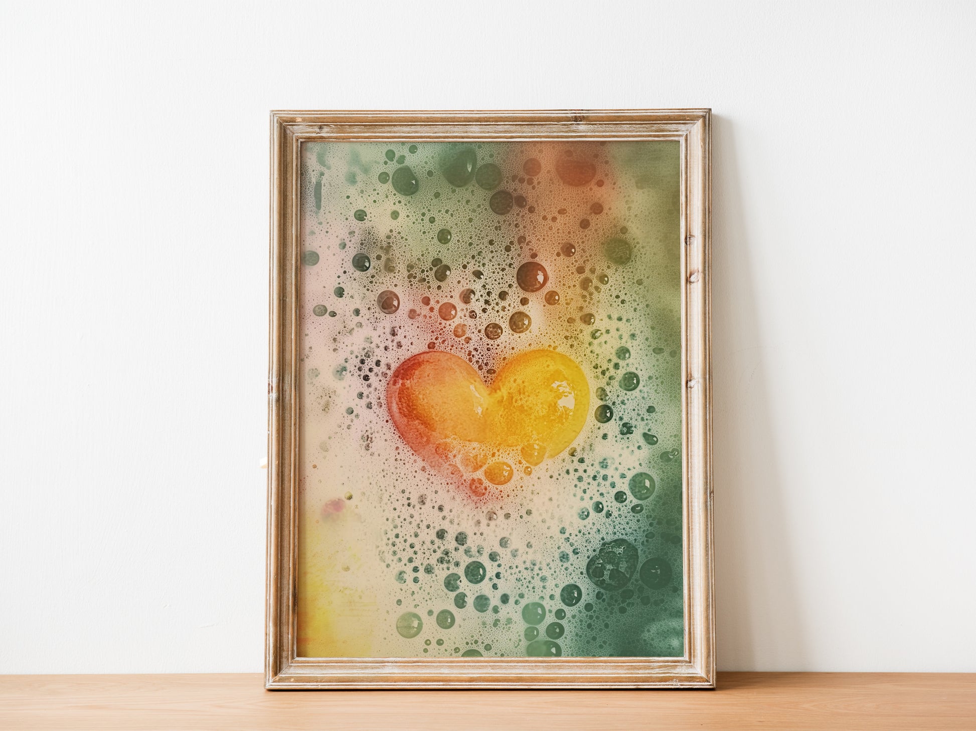 Yellow Heart in a tub Poster Retro Bathroom Wall Art Guest Bathroom Wall Decor Bubble Bath Print Get Naked Wall Art Love Art Print Heart Poster Vintage Shower room Poster Colorful Art for a new apartment 