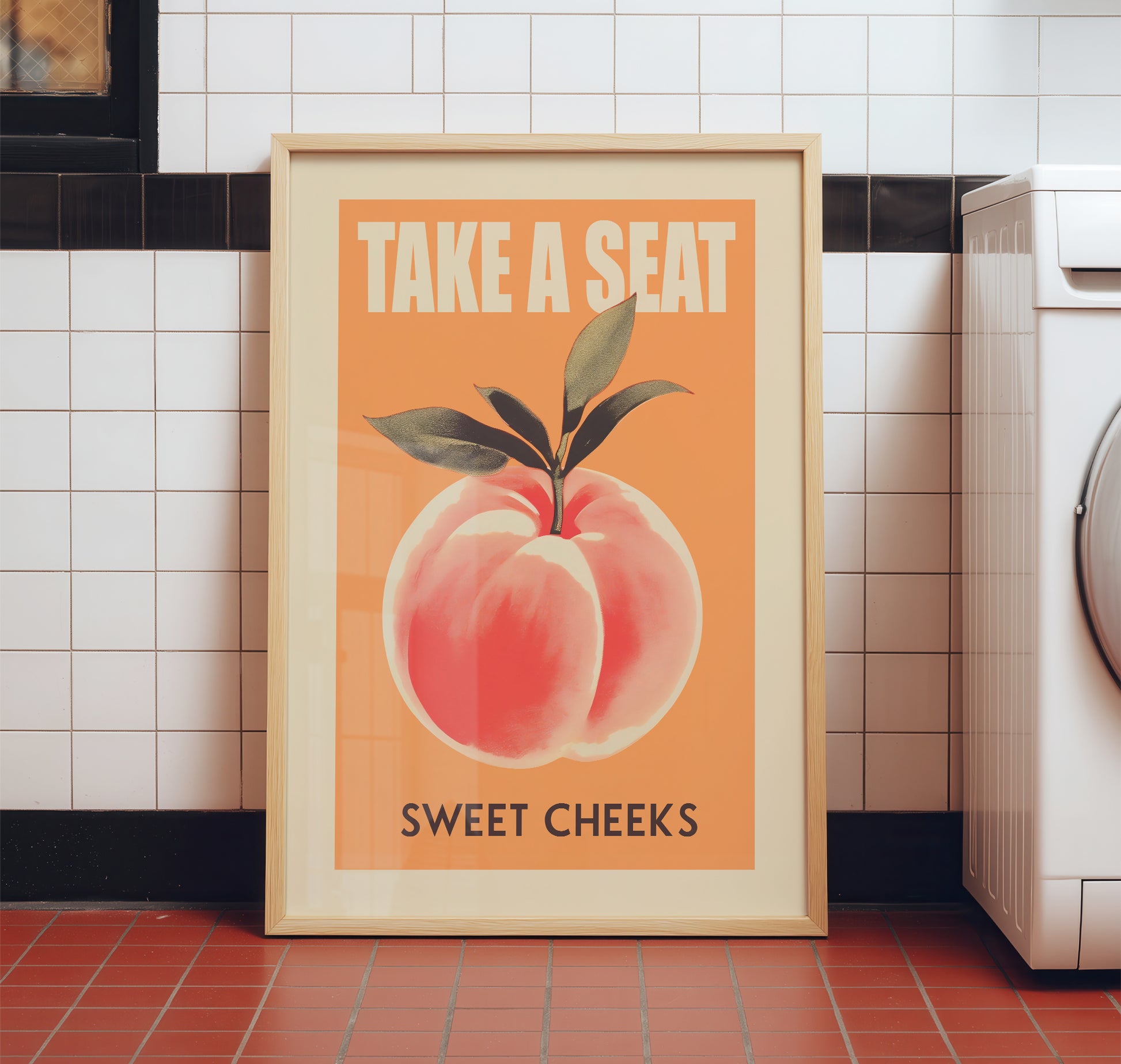 Take a Seat Sweet Cheeks Poster Funny Toilet Poster Trendy Bathroom  Art
