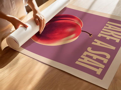 Funny Toilet Poster - Take a Seat Sweet Cheeks Plum
