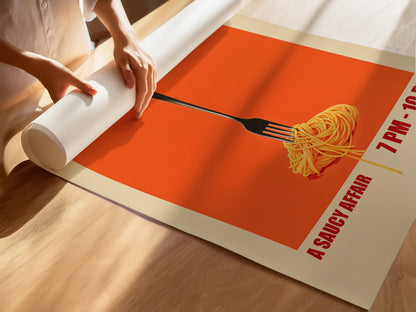 Pasta Night Poster - Retro Kitchen Wall Art