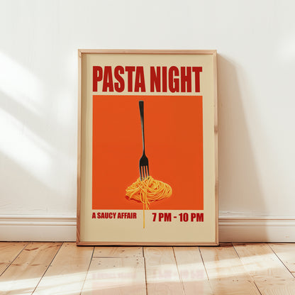 Pasta Night Poster - Retro Kitchen Wall Art