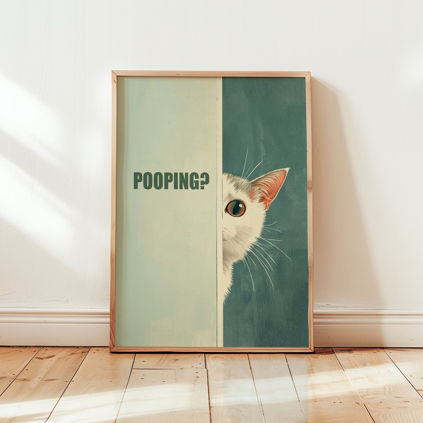 Pooping? - Funny Bathroom Cat Poster