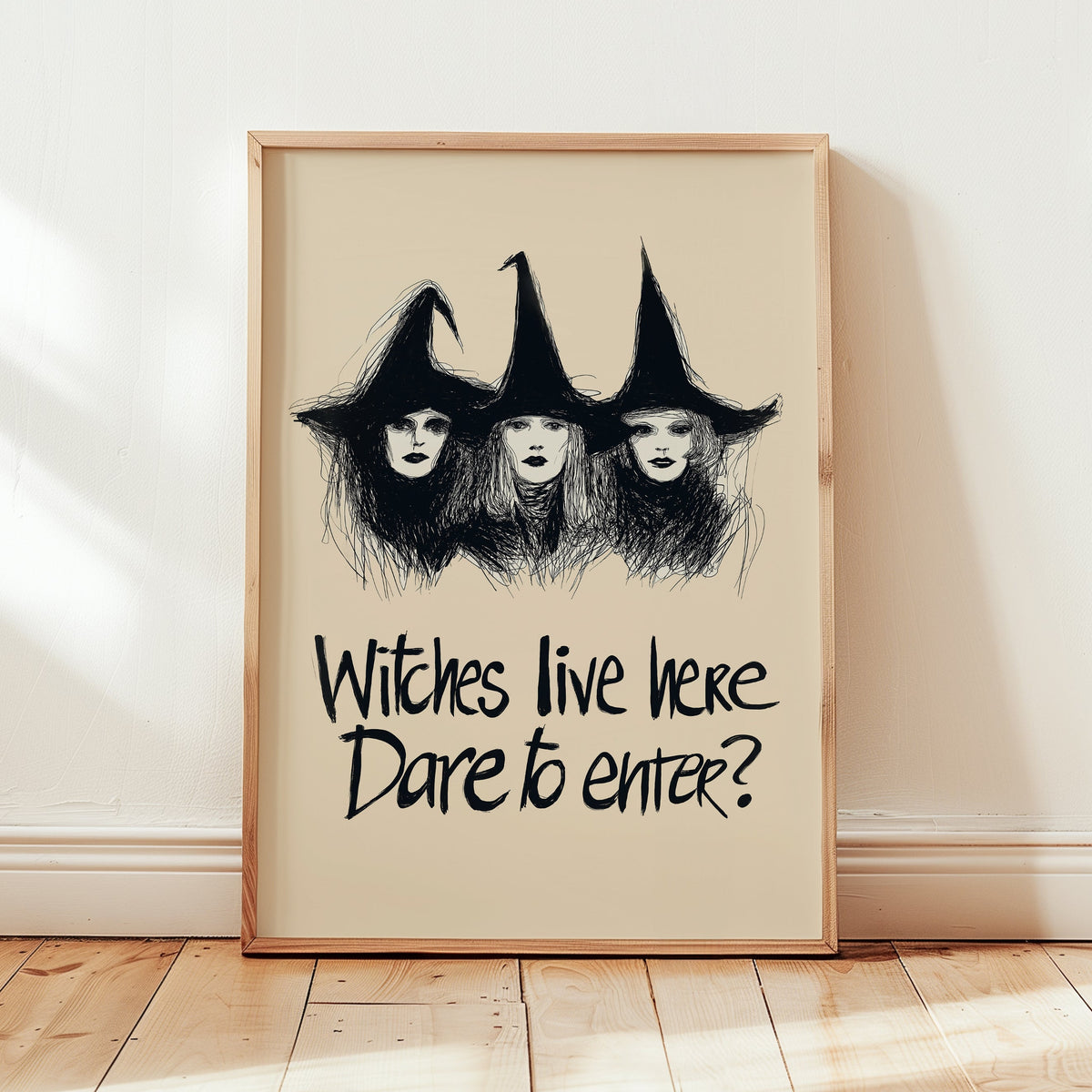 Witches Live Here Poster – Gothic Halloween Quote Wall Art