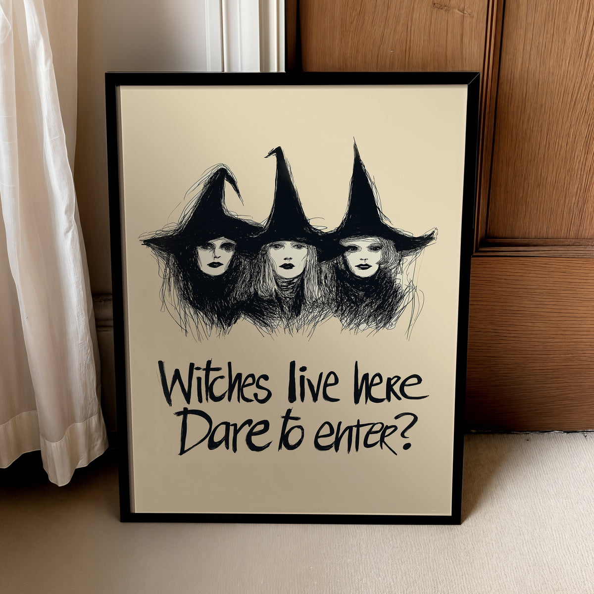 Witches Live Here Poster – Gothic Halloween Quote Wall Art