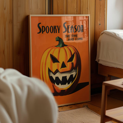 Spooky Season Poster – Retro Halloween Pumpkin Wall Art