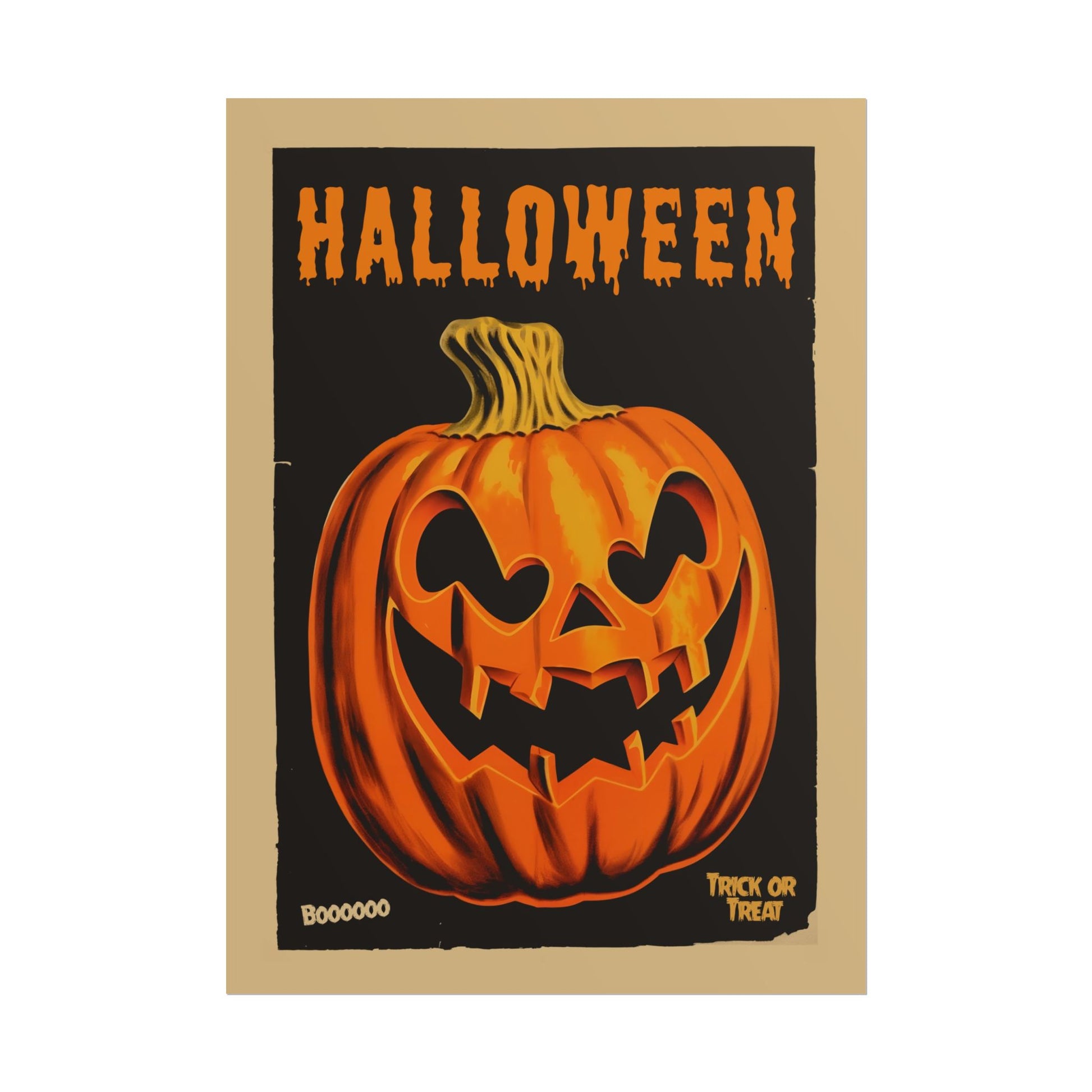 Retro Halloween Poster Pumpkin Wall Art Trick or Treat Poster Spooky Season Print Vintage Black Halloween Decor Holiday Season Art Boo Poster