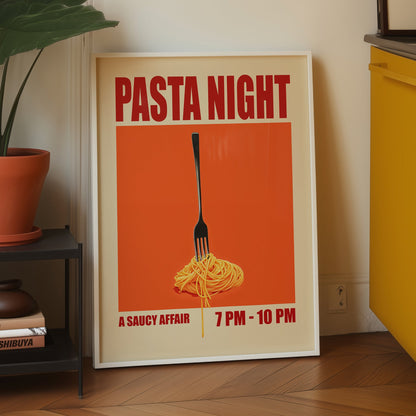 Pasta Night Poster – Retro Spaghetti Kitchen Wall Art