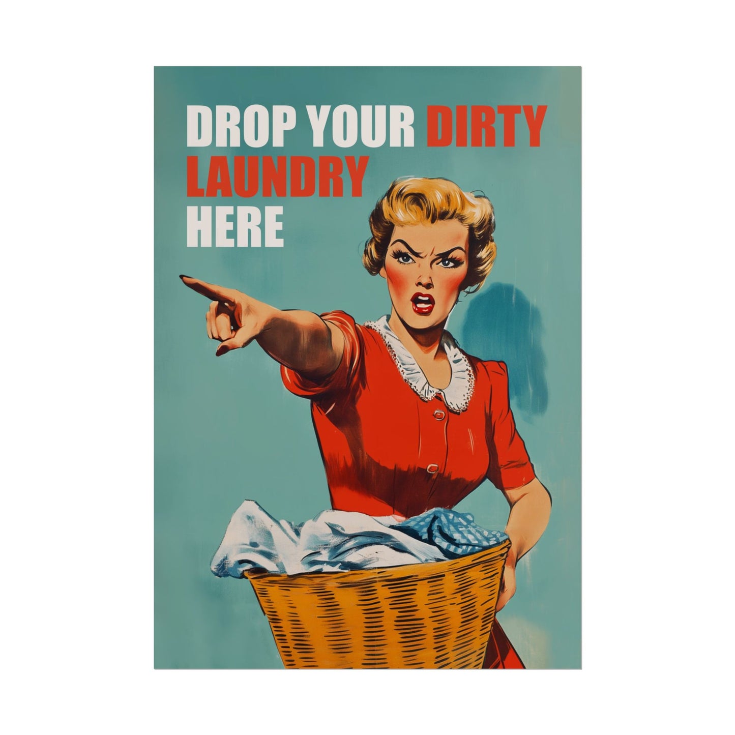 Drop Your Laundry Here Poster Laundry Wall Art Utility Room Art Funny Retro Art Prints Washroom Decor Laundry Day Poster Retro Housewife Art House rules Poster