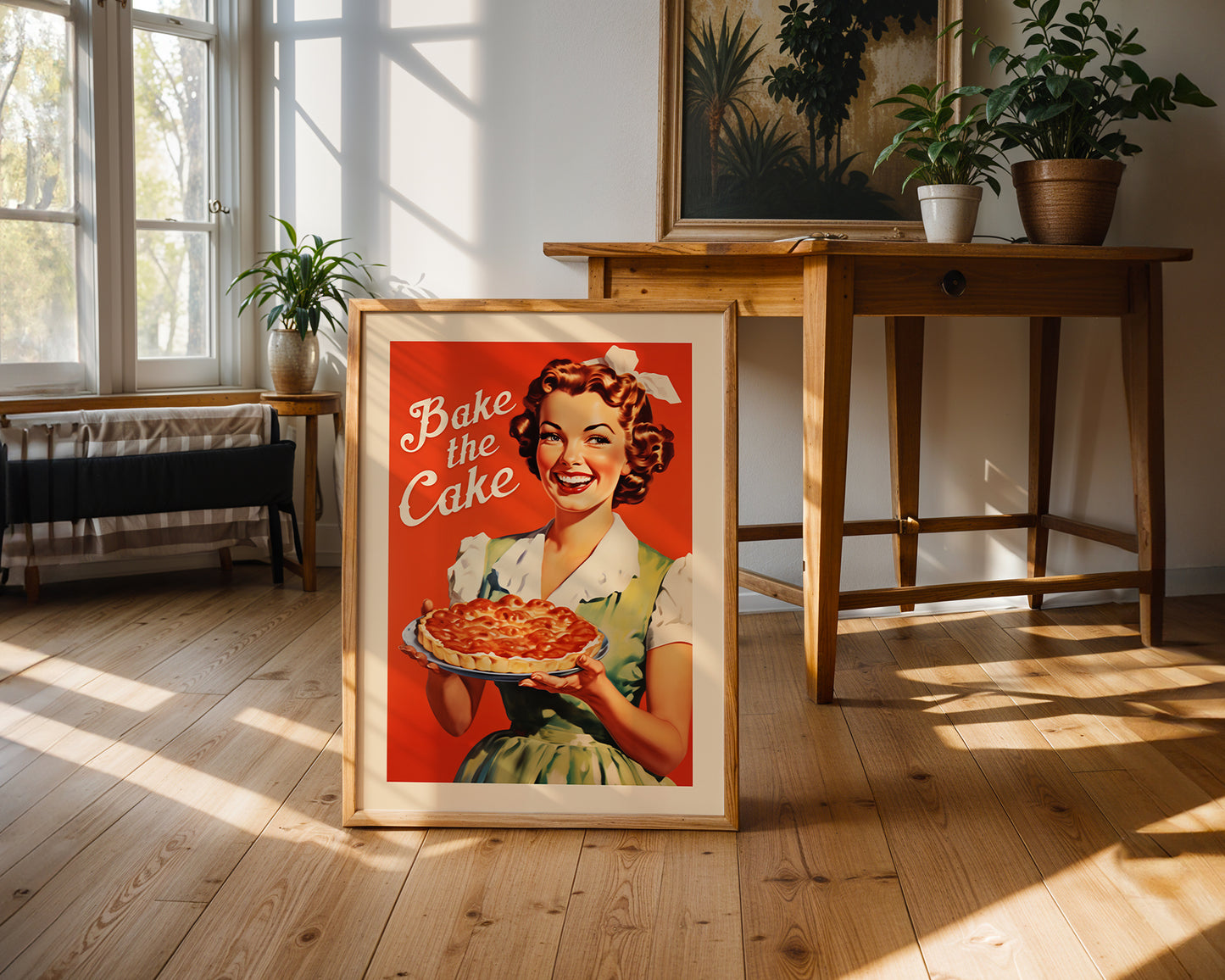 Bake the Cake Print Funny Kitchen Wall Art Retro Housewife Art Cooking Print Real Housewife Gift for Friend Baker Baking Art Vintage Kitchen Nook Decor Retro Kitchen Poster