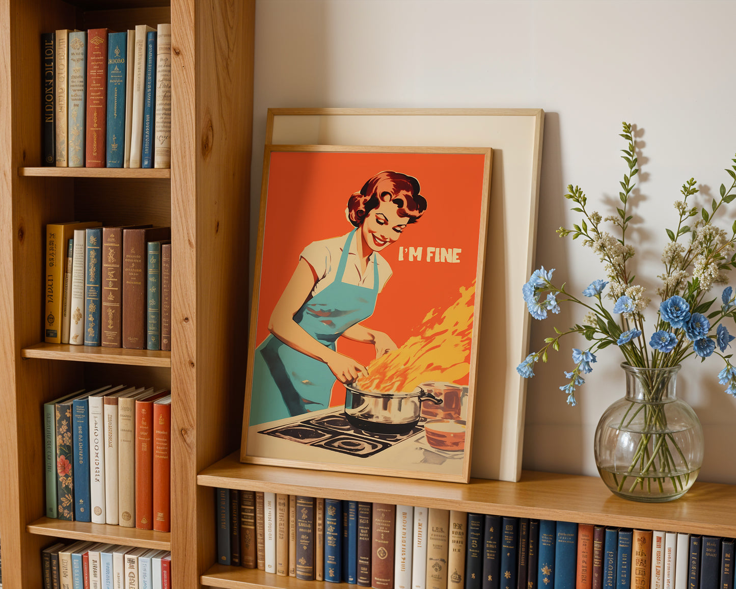 Retro Kitchen Poster Funny 50s 60s Poster Retro Cooking Print Kitchen Wall Art Happy Housewife Poster I'm Fine Print Retro Kitchen Art Chef Art print 