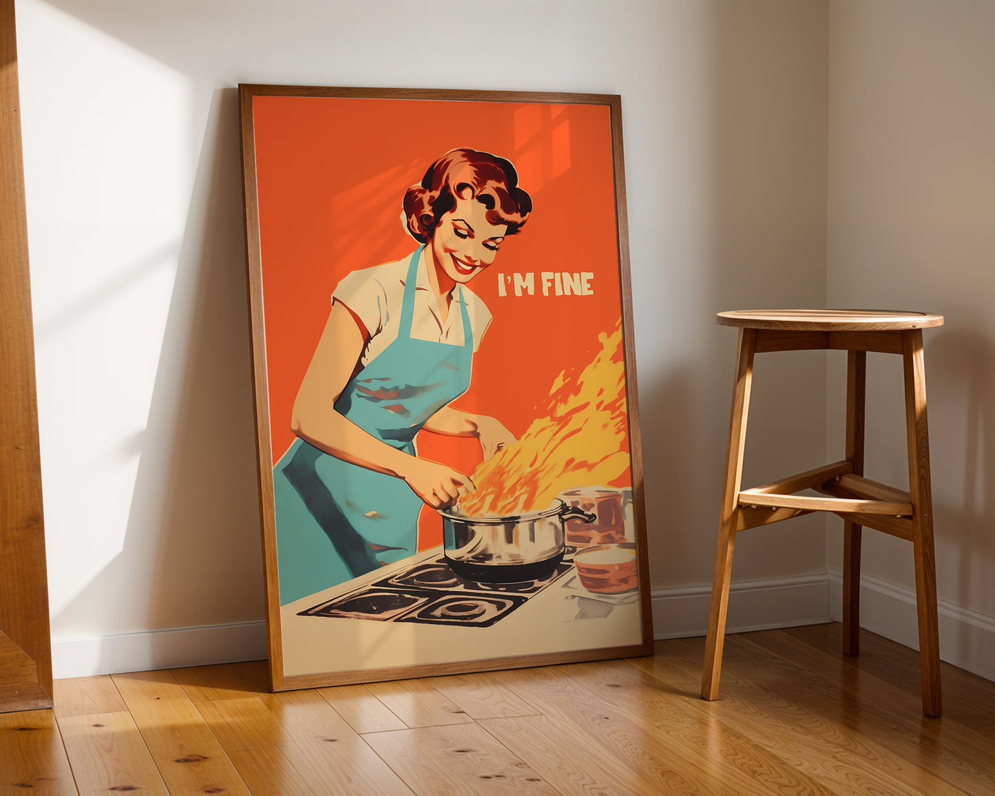 Retro Kitchen Poster Funny 50s 60s Poster Retro Cooking Print Kitchen Wall Art Happy Housewife Poster I'm Fine Print Retro Kitchen Art Chef Art print 
