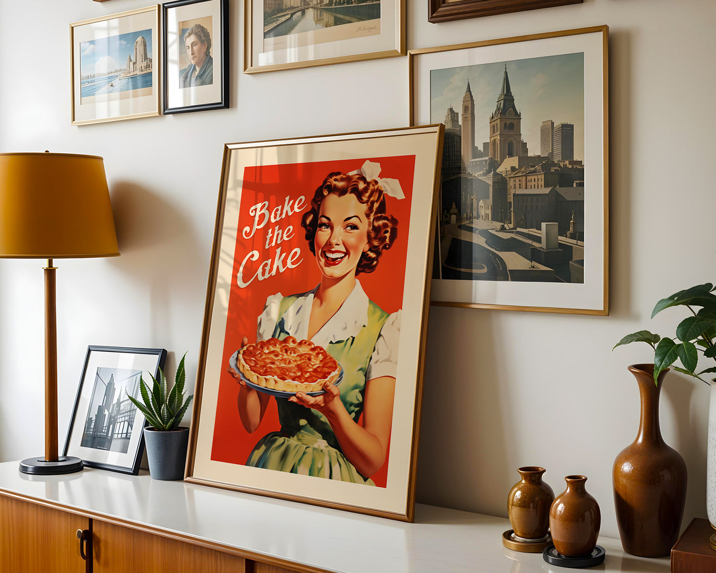 Bake the Cake Print Funny Kitchen Wall Art Retro Housewife Art Cooking Print Real Housewife Gift for Friend Baker Baking Art Vintage Kitchen Nook Decor Retro Kitchen Poster