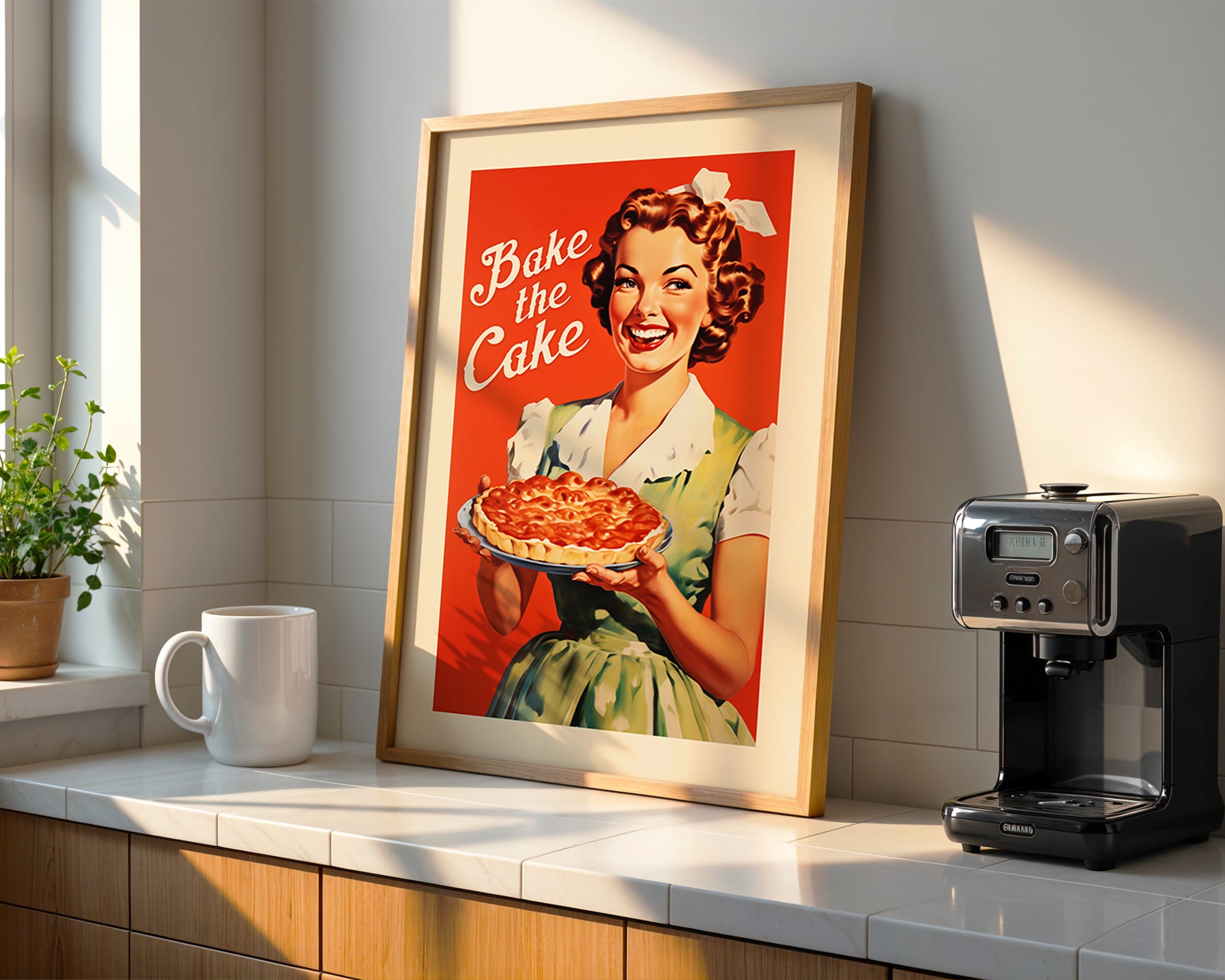 Bake the Cake Print Funny Kitchen Wall Art Retro Housewife Art Cooking Print Real Housewife Gift for Friend Baker Baking Art Vintage Kitchen Nook Decor Retro Kitchen Poster