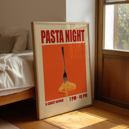 Pasta Night Poster – Retro Spaghetti Kitchen Wall Art