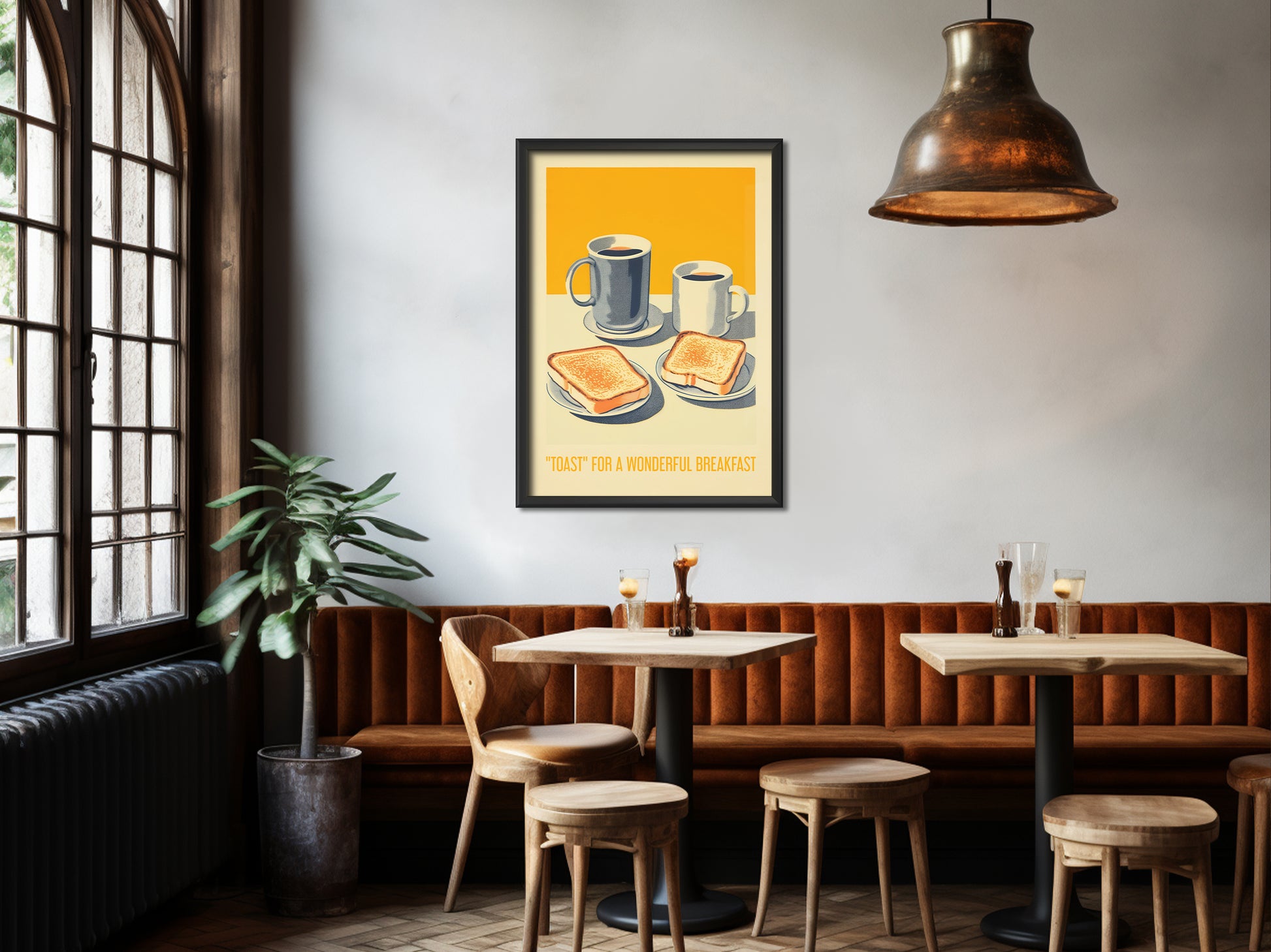 Toast for a wonderful breakfast Poster Vintage Breakfast Art Retro Food Poster Kitchen Nook Decor Kitchen Wall Art Toast Art Print Coffee Poster Minimalistic Dining Room Poster Good Morning Print