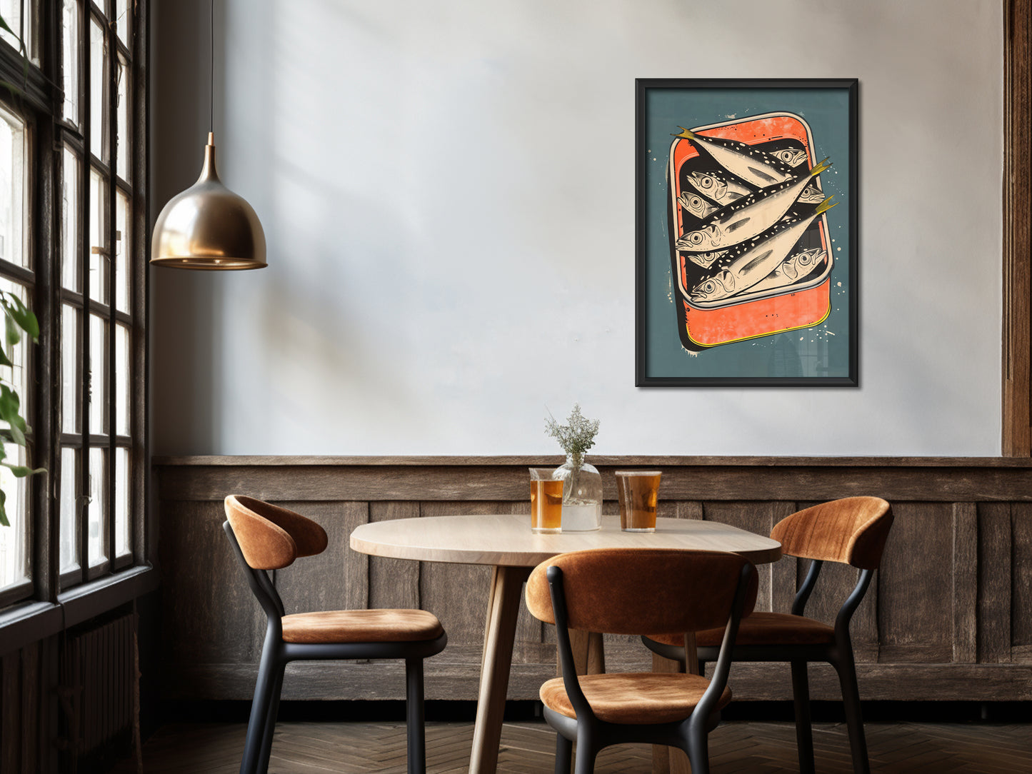 Retro Sardines Wall Art Funny Poster Seafood Art Print Fish Art Print Vintage Kitchen Art Print Sardines Tin Print Sardine Poster