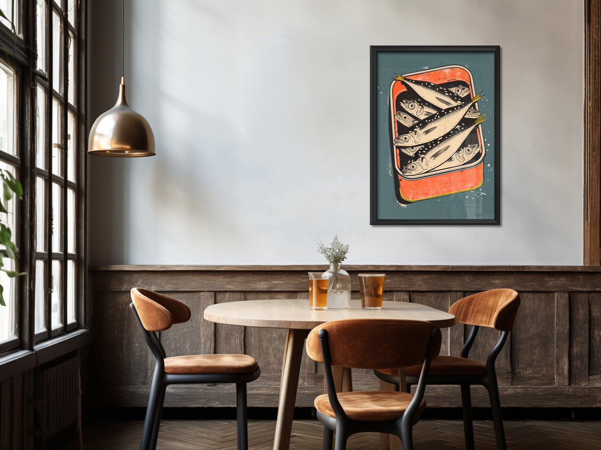 Retro Sardines Wall Art Funny Poster Seafood Art Print Fish Art Print Vintage Kitchen Art Print Sardines Tin Print Sardine Poster