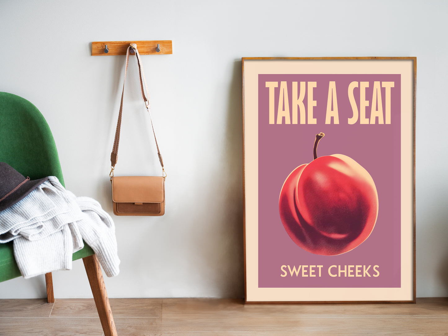 Take a Seat Sweet Cheeks Poster Funny Toilet Poster Purple Retro Bathroom Wall Art Plum Art Print Funny Above Toilet Poster Nice Bum Art Vintage Guest Bathroom Wall Decor
