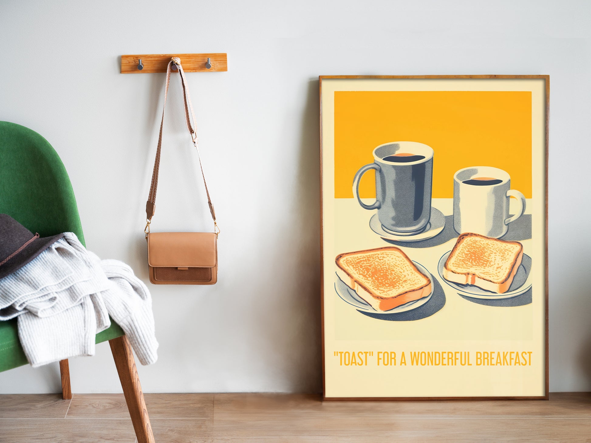 Toast for a wonderful breakfast Poster Vintage Breakfast Art Retro Food Poster Kitchen Nook Decor Kitchen Wall Art Toast Art Print Coffee Poster Minimalistic Dining Room Poster Good Morning Print