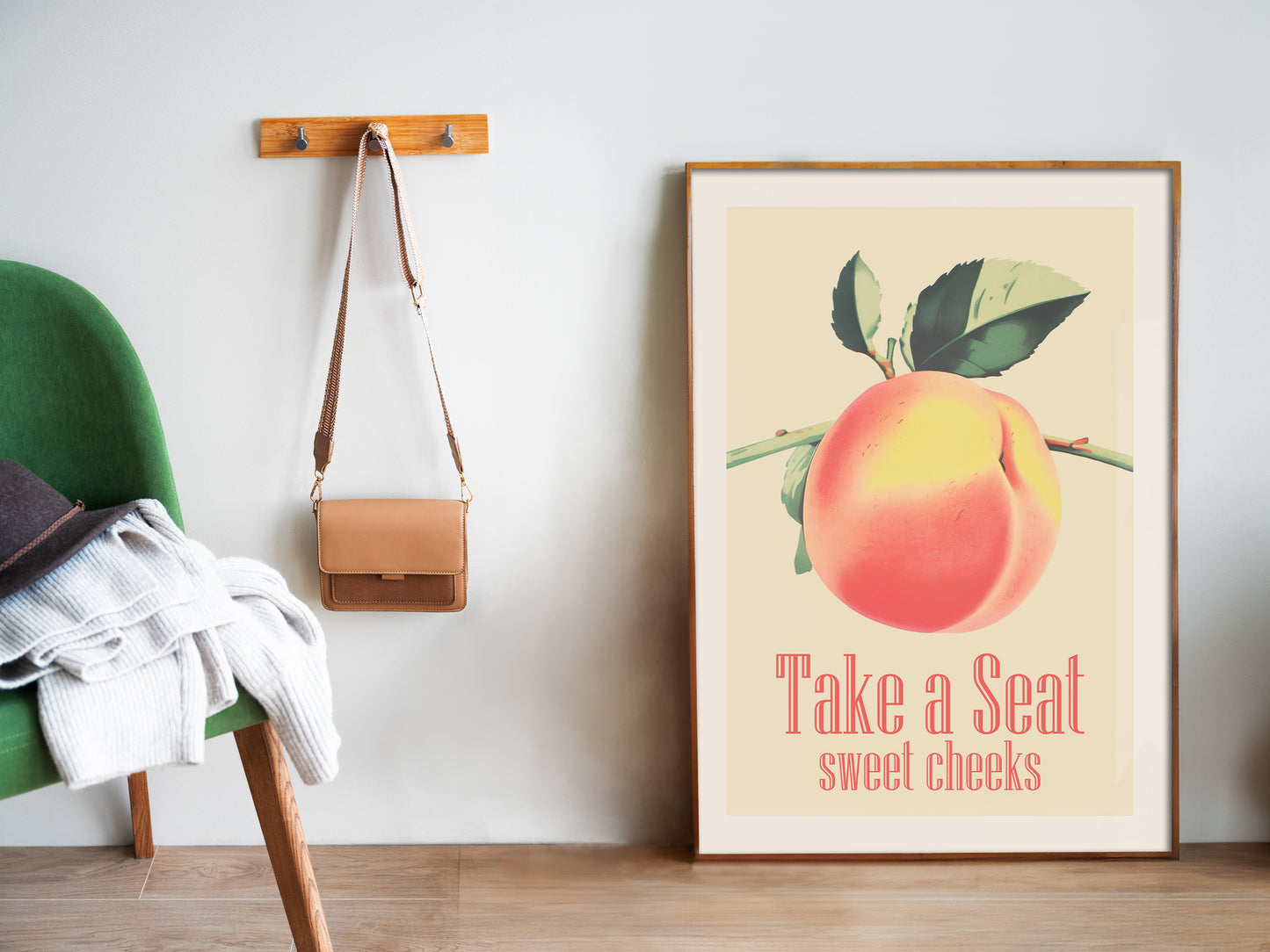 Take a Seat Sweet Cheeks Poster Funny Toilet Wall Art Poster Retro Bathroom Wall Art Peach Art Print Funny Above Toilet Decor Nice Bum Art Neutral Colours Vintage vibe Poster from AnnoyinggSeagull 