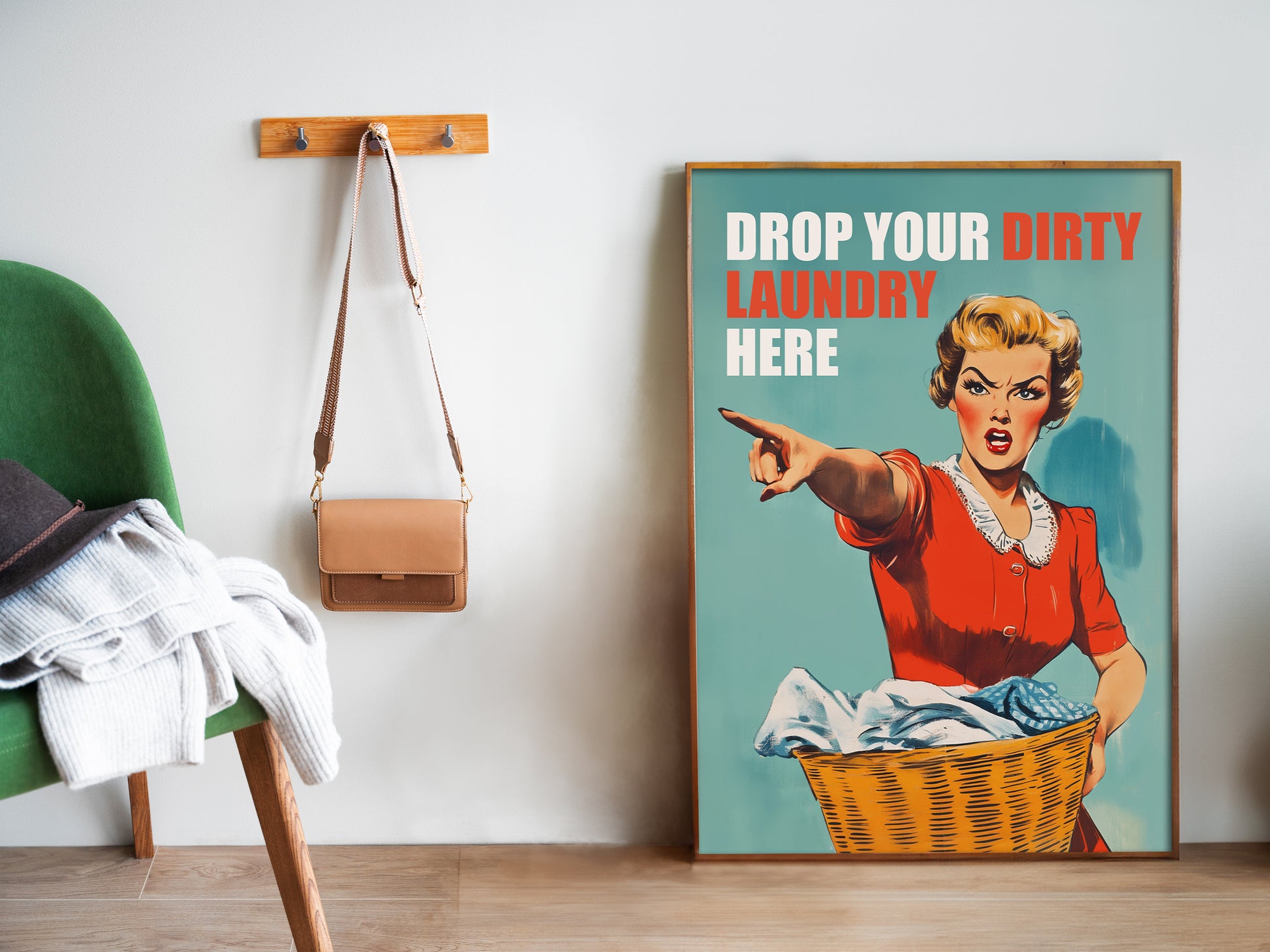 Drop Your Laundry Here Poster Laundry Wall Art Utility Room Art Funny Retro Art Prints Washroom Decor Laundry Day Poster Retro Housewife Art House rules Poster