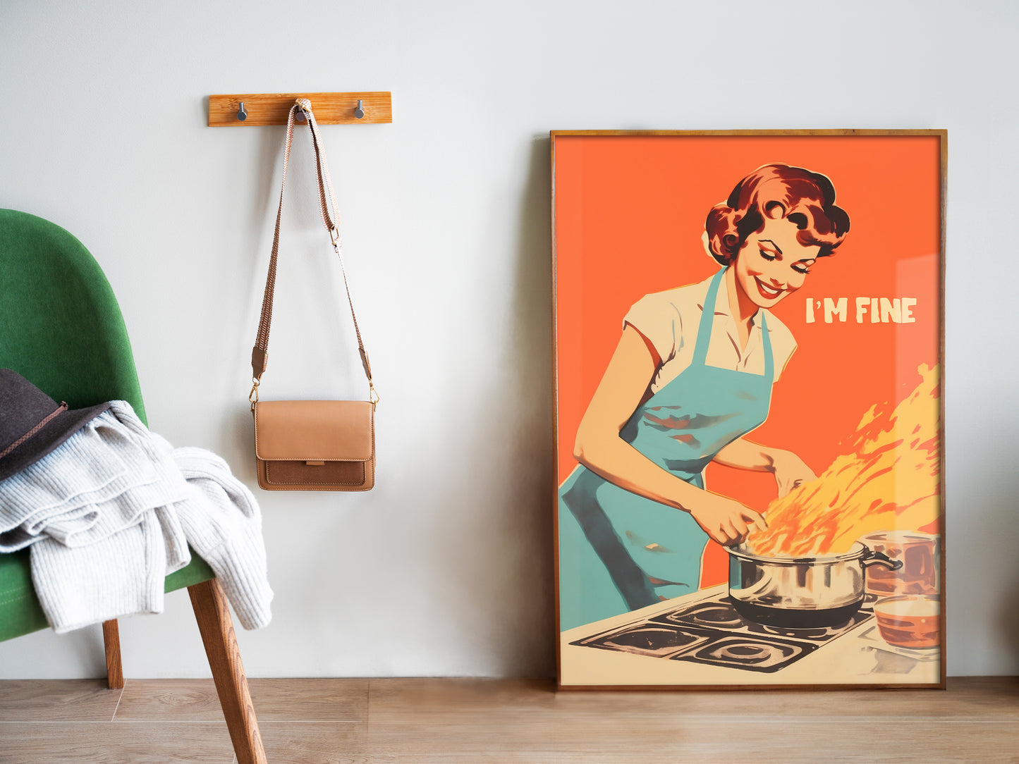 Retro Kitchen Poster Funny 50s 60s Poster Retro Cooking Print Kitchen Wall Art Happy Housewife Poster I'm Fine Print Retro Kitchen Art Chef Art print 