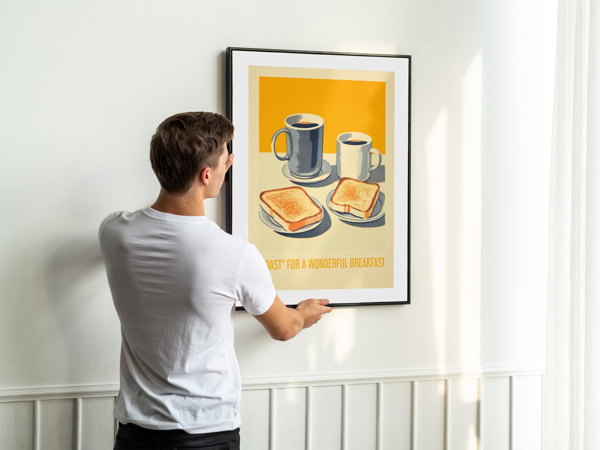 Toast for a wonderful breakfast Poster Vintage Breakfast Art Retro Food Poster Kitchen Nook Decor Kitchen Wall Art Toast Art Print Coffee Poster Minimalistic Dining Room Poster Good Morning Print