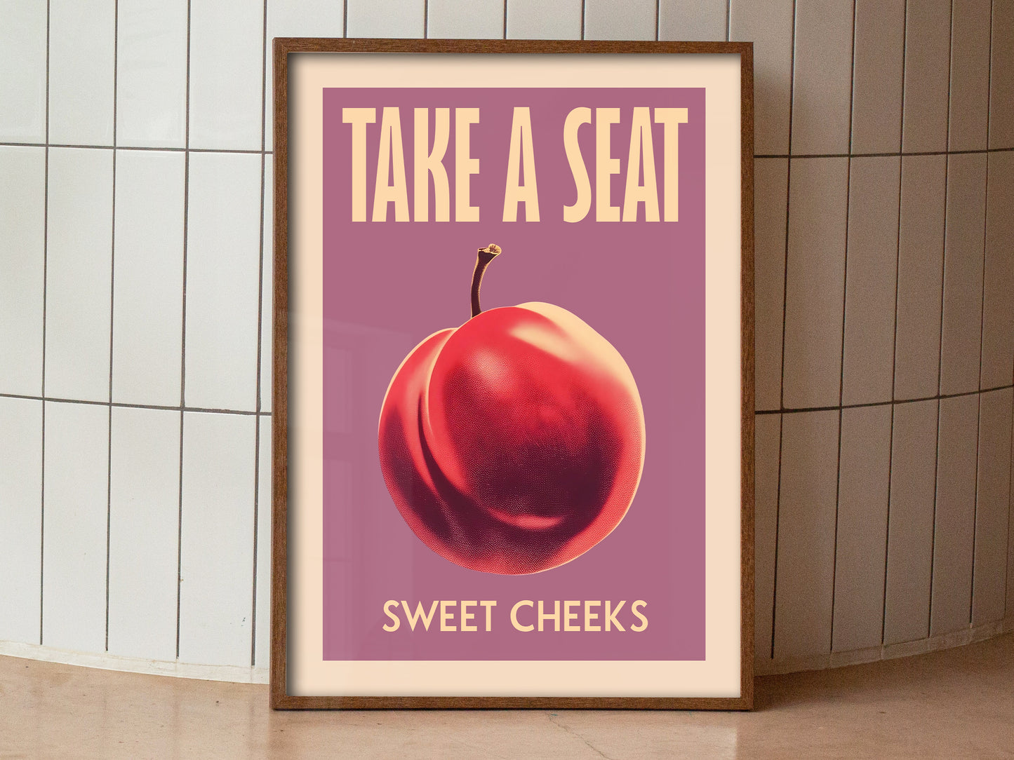 Take a Seat Sweet Cheeks Poster Funny Toilet Poster Purple Retro Bathroom Wall Art Plum Art Print Funny Above Toilet Poster Nice Bum Art Vintage Guest Bathroom Wall Decor
