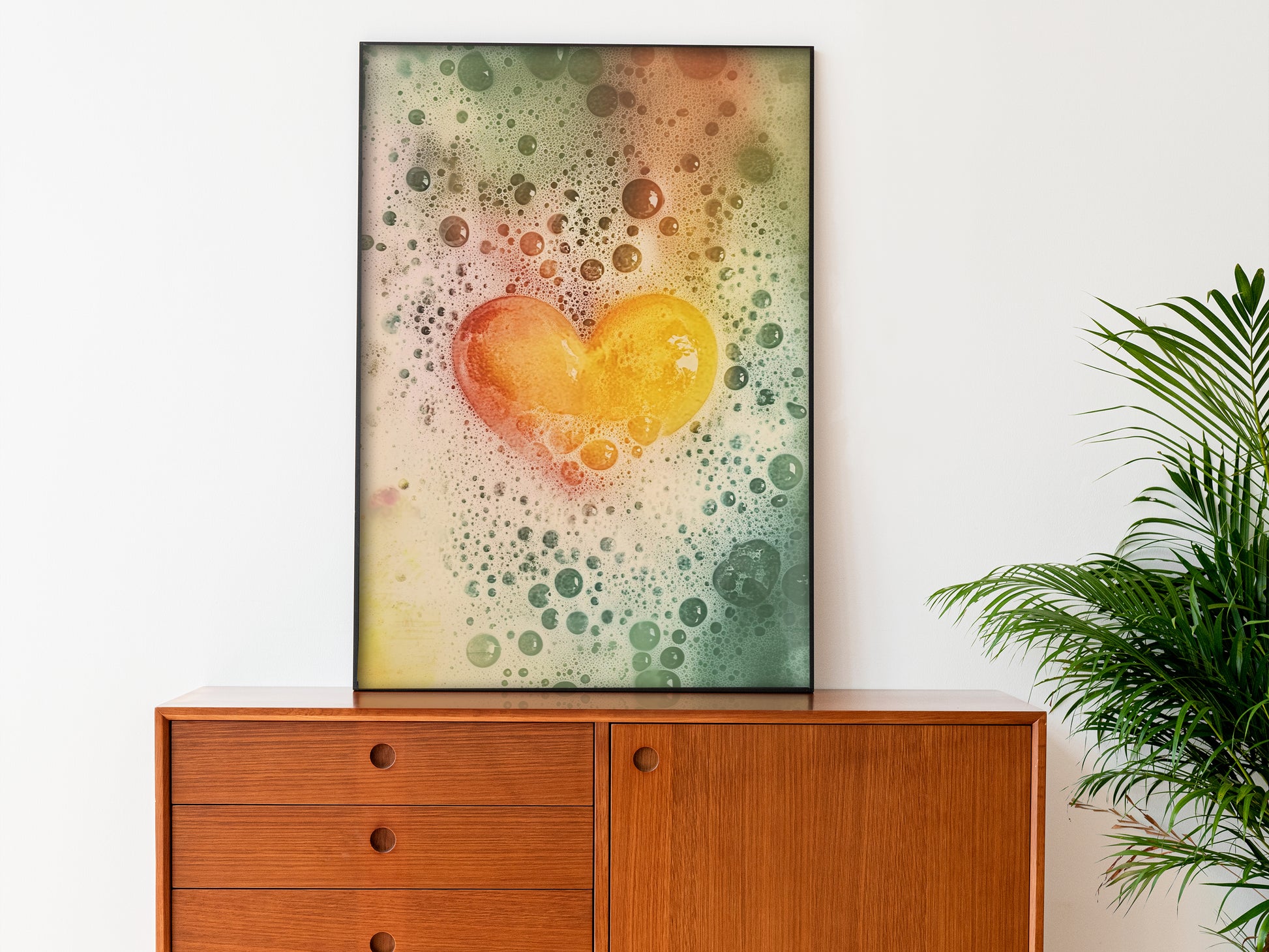 Yellow Heart in a tub Poster Retro Bathroom Wall Art Guest Bathroom Wall Decor Bubble Bath Print Get Naked Wall Art Love Art Print Heart Poster Vintage Shower room Poster Colorful Art for a new apartment 