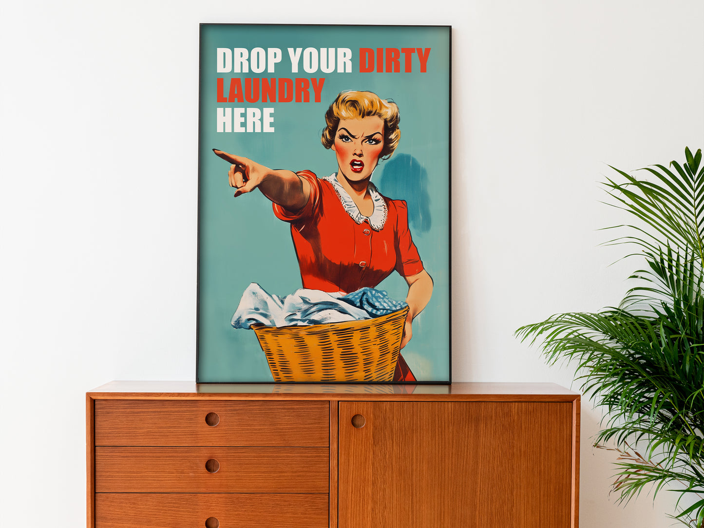 Drop Your Laundry Here Poster Laundry Wall Art Utility Room Art Funny Retro Art Prints Washroom Decor Laundry Day Poster Retro Housewife Art House rules Poster