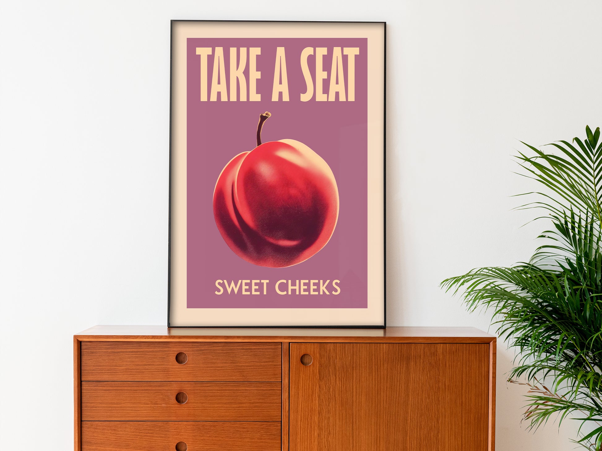 Take a Seat Sweet Cheeks Poster Funny Toilet Poster Purple Retro Bathroom Wall Art Plum Art Print Funny Above Toilet Poster Nice Bum Art Vintage Guest Bathroom Wall Decor