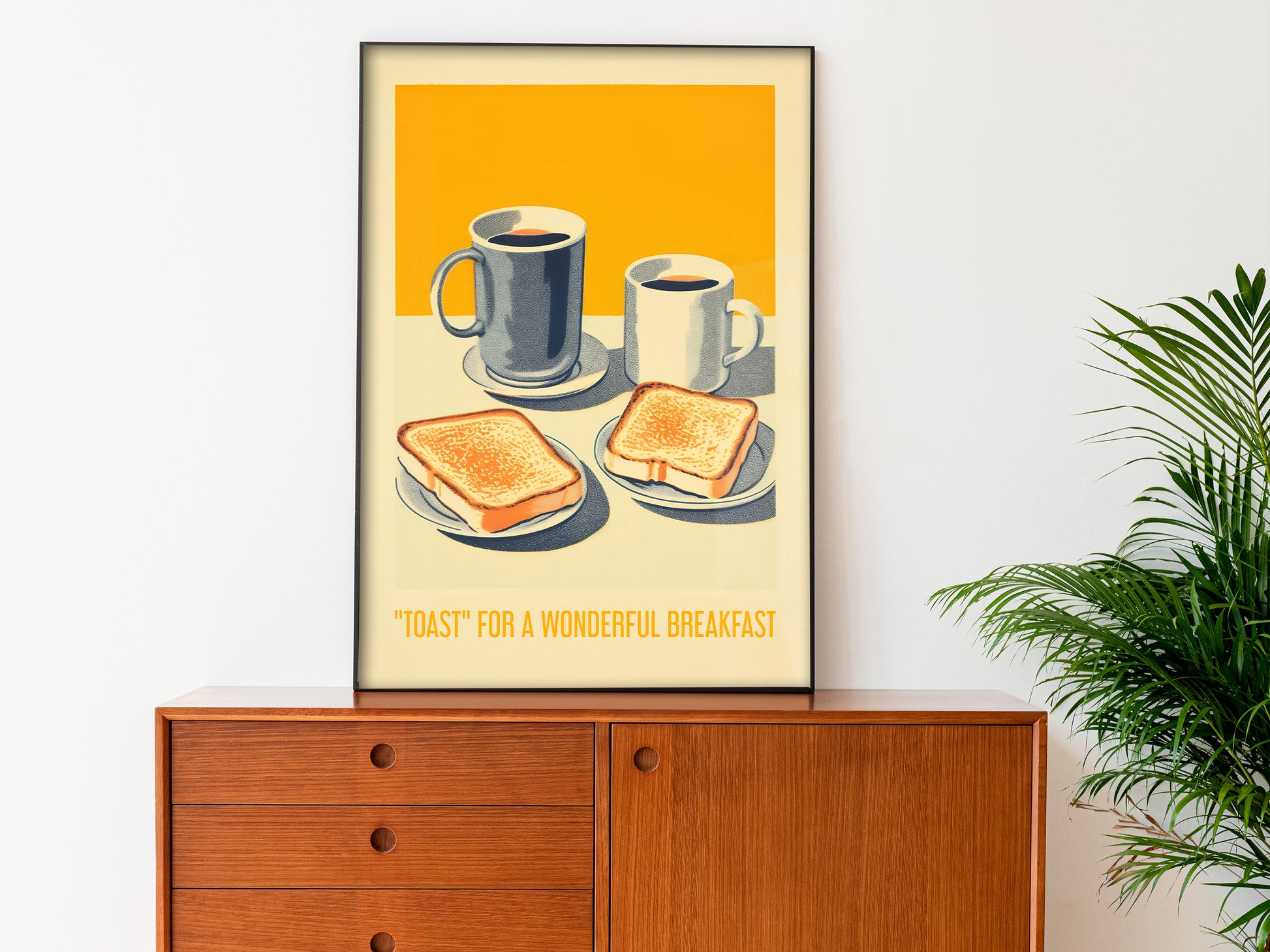 Toast for a wonderful breakfast Poster Vintage Breakfast Art Retro Food Poster Kitchen Nook Decor Kitchen Wall Art Toast Art Print Coffee Poster Minimalistic Dining Room Poster Good Morning Print