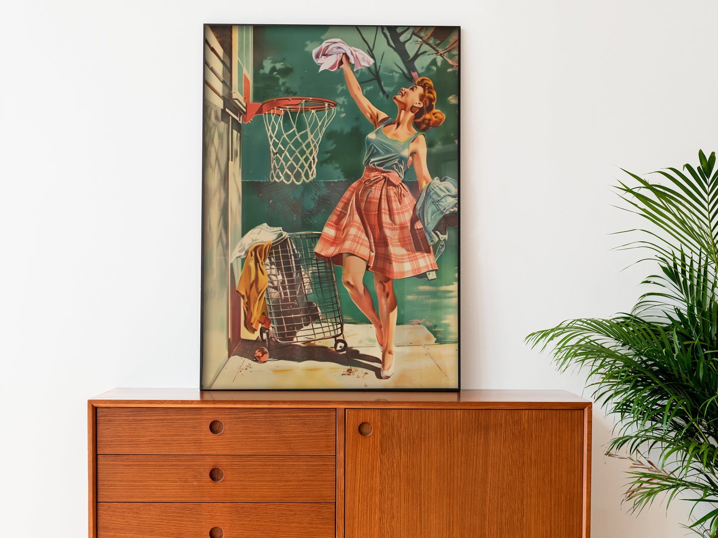 Laundry Basketball Poster Laundry Room Poster for Utility Room Wall Decor Funny Posters Laundry Day Print Retro Housewife Funny Retro Posters Laundry Basketball Poster